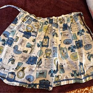 Vintage 1960’s Half Apron Novelty Print Cotton Fabric Pocket Handmade